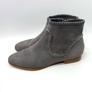 Jack Rogers Gemma Embellished Suede Ankle Booties Gray 8
